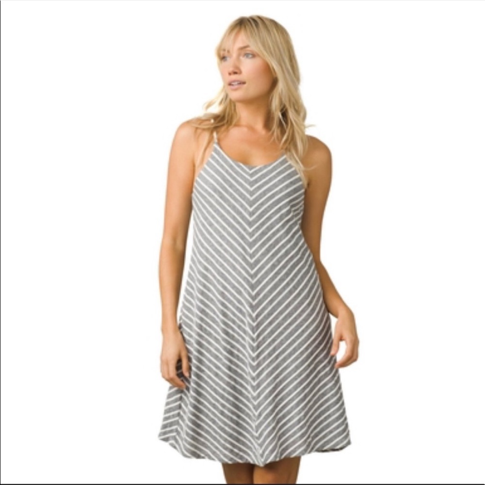 Prana Black & White Seacoast Jacquard Knit Stripe Mini Dress
